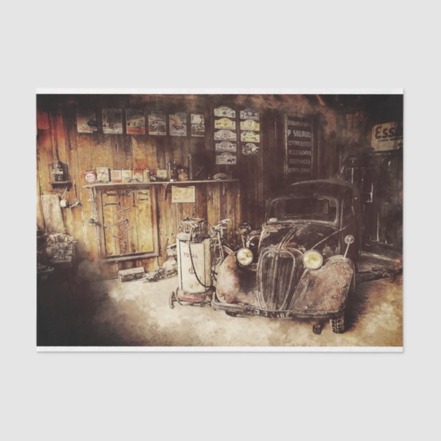 Old Vintage Classic Car Decoupage Tissue Paper (Front)