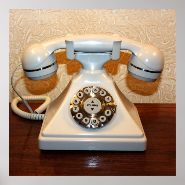 Old Vintage Dial-up White Phone Poster (Front)
