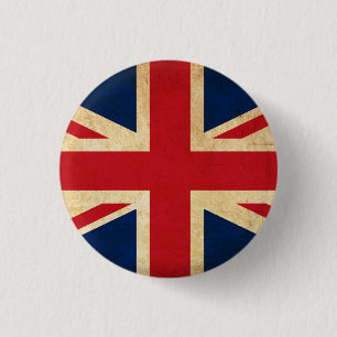 Old Vintage Grunge United Kingdom Flag Union Jack 3 Cm Round Badge