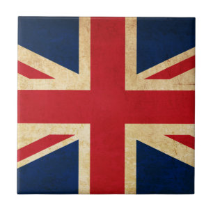 Old Vintage Grunge United Kingdom Flag Union Jack Ceramic Tile