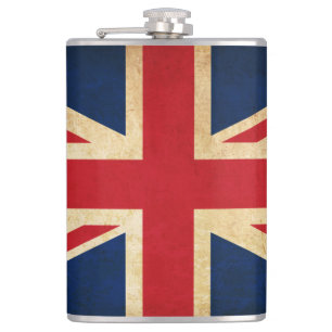 Old Vintage Grunge United Kingdom Flag Union Jack Hip Flask