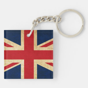 Old Vintage Grunge United Kingdom Flag Union Jack Key Ring