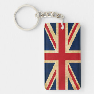 Old Vintage Grunge United Kingdom Flag Union Jack Key Ring