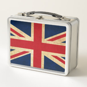Old Vintage Grunge United Kingdom Flag Union Jack Metal Lunch Box
