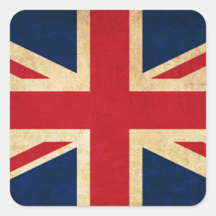 Old Vintage Grunge United Kingdom Flag Union Jack Square Sticker