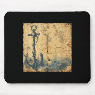 Old Vintage Nautical Pirate Sailboat Anchor Sea Oc Mouse Pad