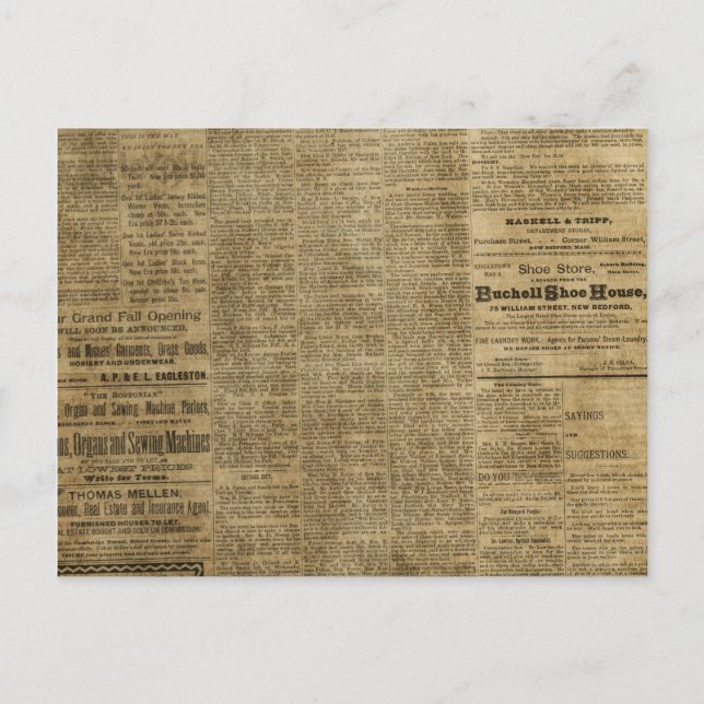 Old Vintage Newspaper Postcard (Front)