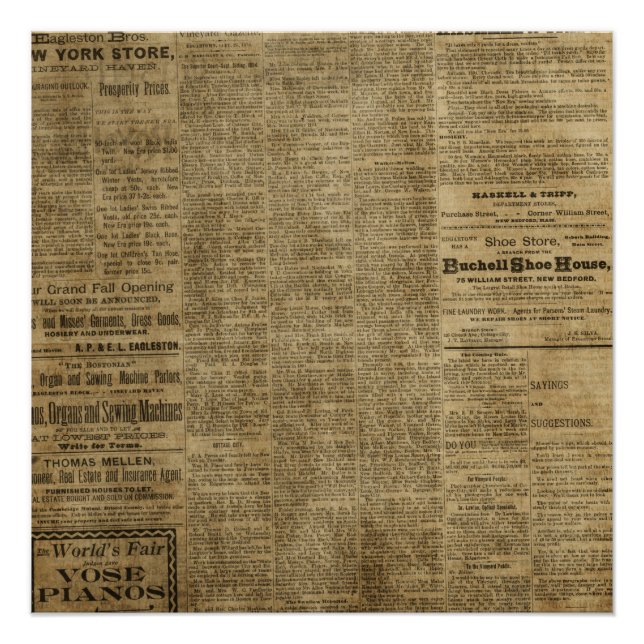 Old Vintage Newspaper Poster (Front)