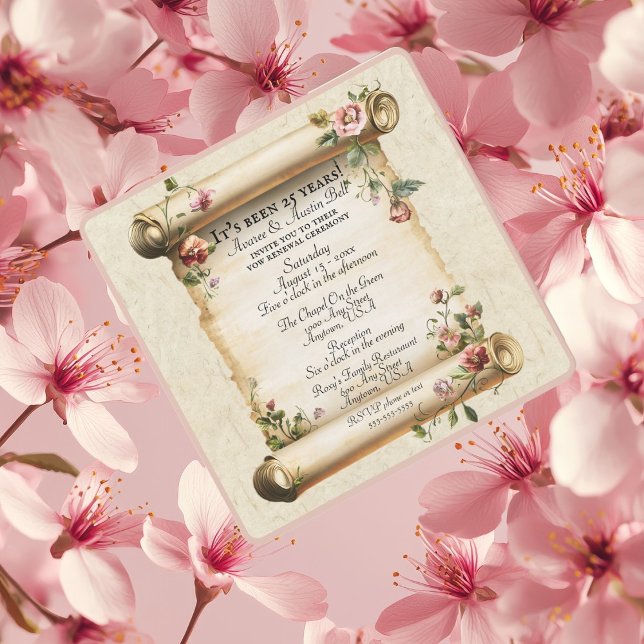 Old Vintage Scroll 25 Years Vow Renewal Invitation (Creator Uploaded)