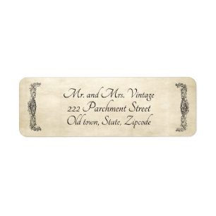 Old Vintage Scroll Work Faded Aged Parchment Look Return Address Label