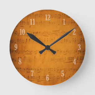 Old vintage sheet music round clock