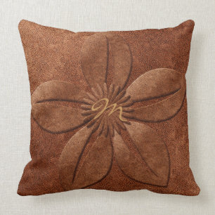 Old Vintage Style Copper Light Textured Flower Cushion