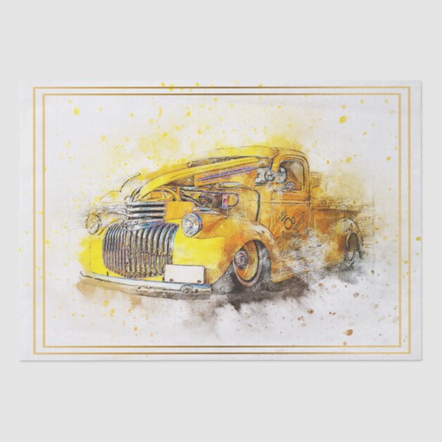 Old Vintage Truck Decoupage Tissue Paper (Front)