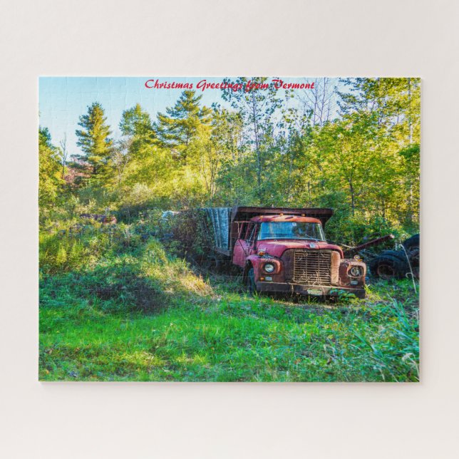 Old Vintage Truck Vermont.Christmas Greetings Jigsaw Puzzle (Horizontal)