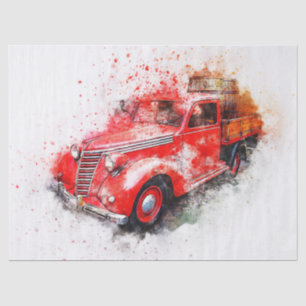 Old Vintage Truck Watercolor Decoupage Tissue Paper