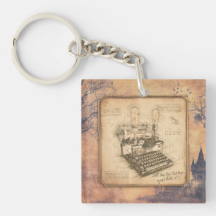 Old Vintage Typewriter. Author / Writer Gift Key Ring
