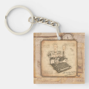Old Vintage Typewriter. Author / Writer Gift Key Ring