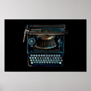 old vintage typewriter keyboard grunge poster