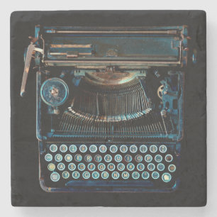 old vintage typewriter keyboard grunge writer stone coaster