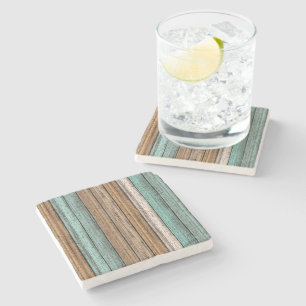 Old Vintage Weathered Wooden Planks Pattern Stone Coaster