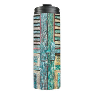 old vintage wooden door thermal tumbler