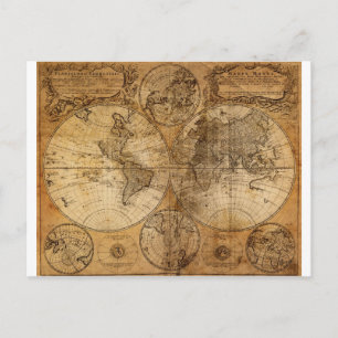 Old Vintage World Map Postcard