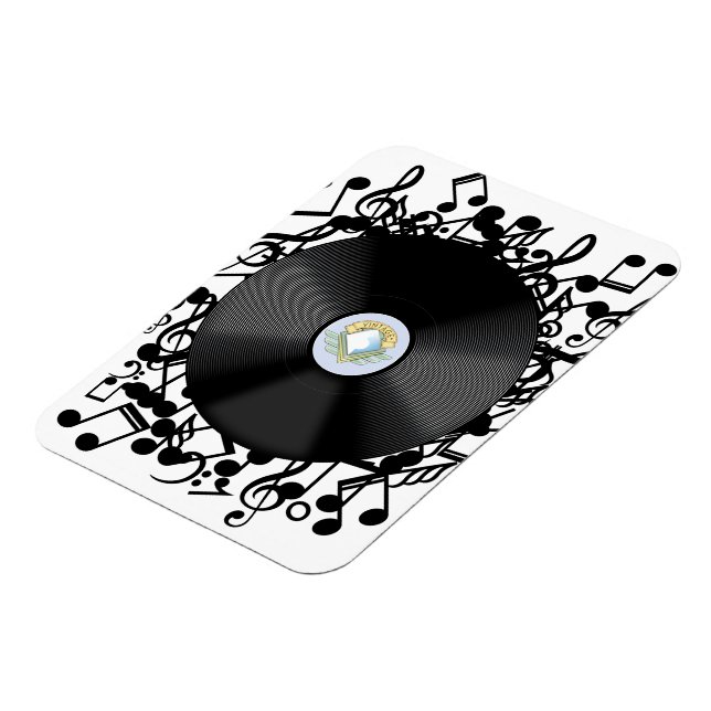 Old Vinyl Record and musical notes Magnet (Left Side)