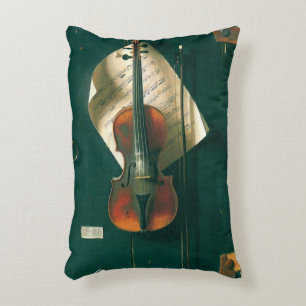 Old Violin Still Life by William Michael Harnett Decorative Cushion