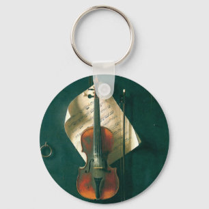 Old Violin Still Life by William Michael Harnett Key Ring