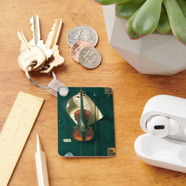 Old Violin Still Life by William Michael Harnett Key Ring (Desk)