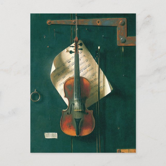 Old Violin Still Life by William Michael Harnett Postcard (Front)