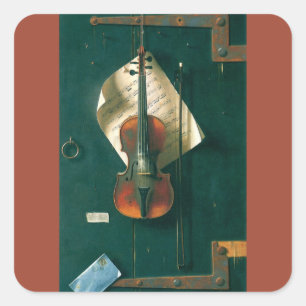 Old Violin Still Life by William Michael Harnett Square Sticker