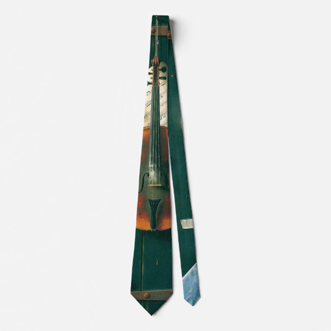 Old Violin Still Life by William Michael Harnett Tie (Front)