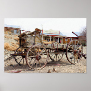 Old Wagon in Belmont Ghost Town, Central Nevada Poster