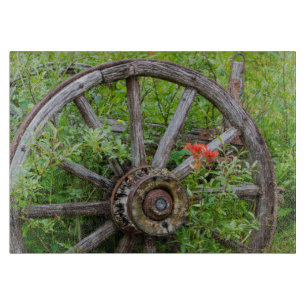 Old wagon wheel in historic old gold town 3 cutting board