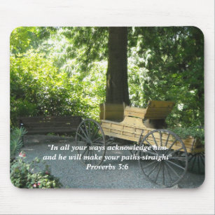 Old Wagon with Scripture Verse Mouse Pad