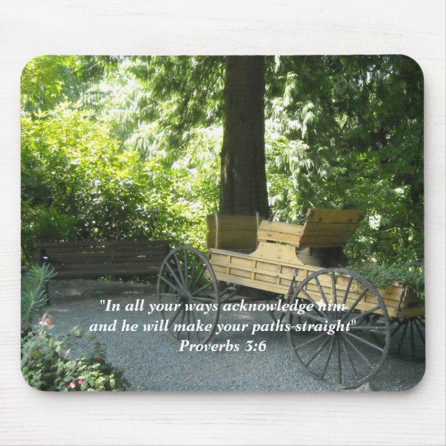 Old Wagon with Scripture Verse Mouse Pad (Front)