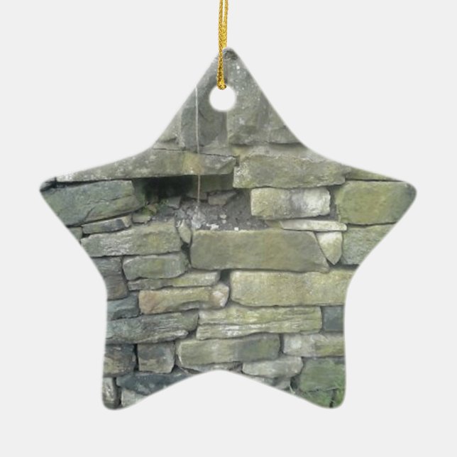 Old Wall, Stone, Bricks Ceramic Tree Decoration (Front)