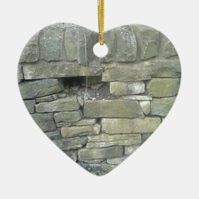 Old Wall, Stone, Bricks Ceramic Tree Decoration (Front)