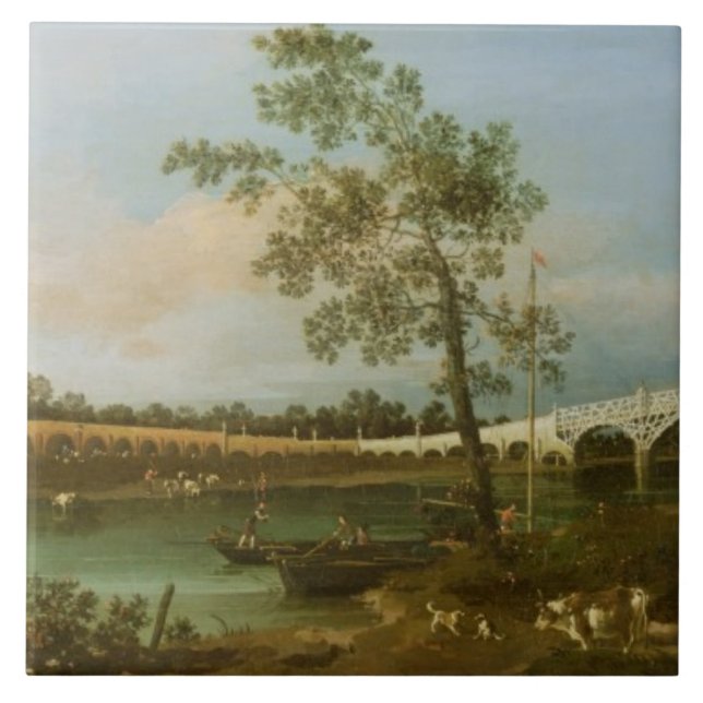 Old Walton's Bridge, 1755 (oil on canvas) Ceramic Tile (Front)