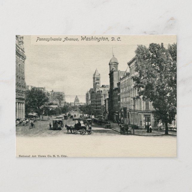 Old Washington DC Pennsylvania Ave  Postcard (Front)