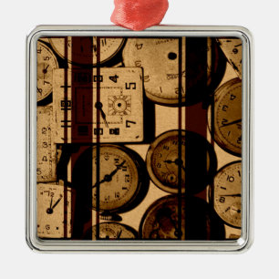 Old Watch Triptych Metal Tree Decoration