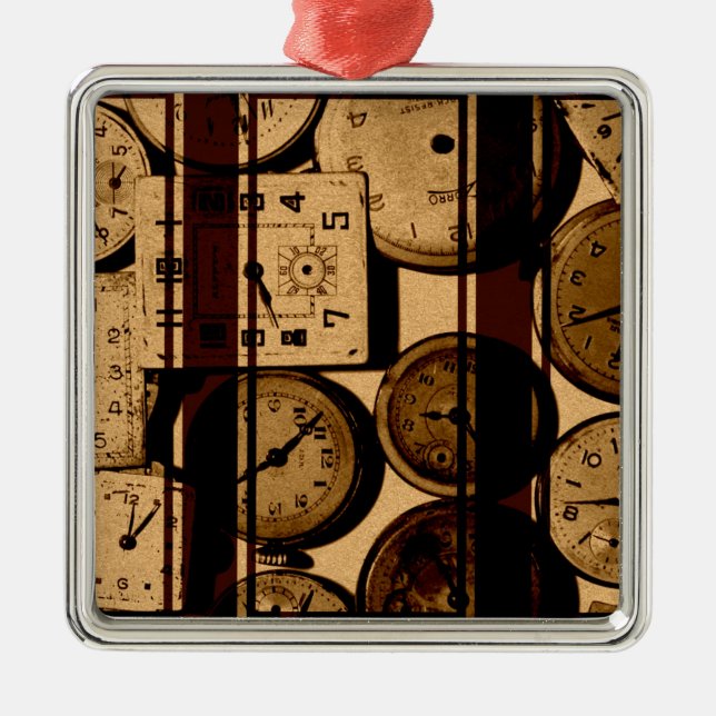 Old Watch Triptych Metal Tree Decoration (Front)