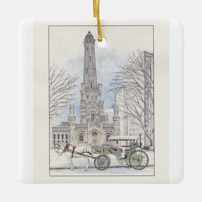 Old Water Tower ceramic ornament (Front)