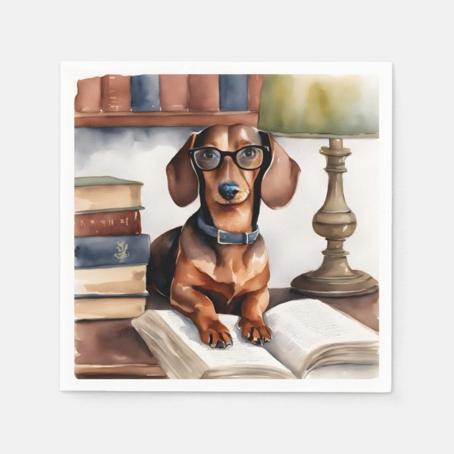 Old Watercolor Dachshund Napkin (Front)