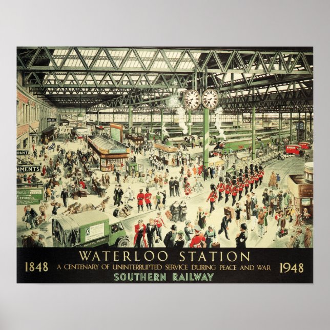 Old Waterloo Station Southern Railway Poster Ad (Front)