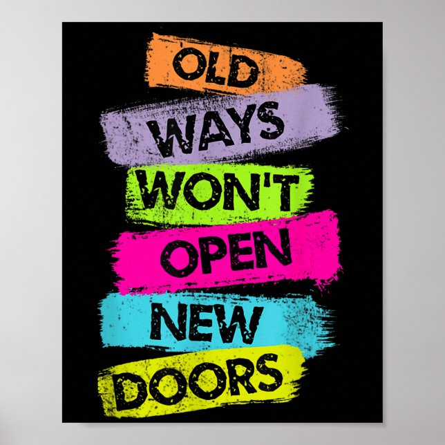 Old Ways Won't Open New Doors Motivational Quotes  Poster (Front)
