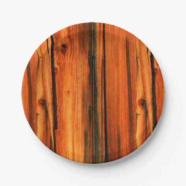 old weathered barn boards paper plate (Front)