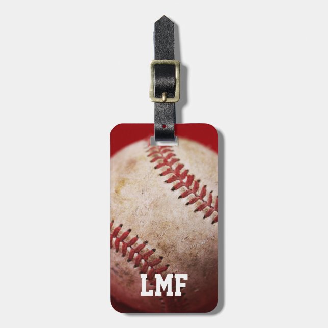 Old Weathered Baseball Luggage Tag (Front Vertical)