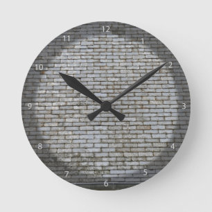 Old Weathered Grey Slate Tiles Roof Round Clock